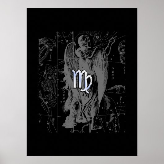 Poster Chrome comme Virgo Zodiac Connexion Black Hevelius (Devant)