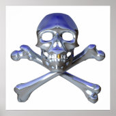 Poster Chrome crâne et os croisés (Devant)