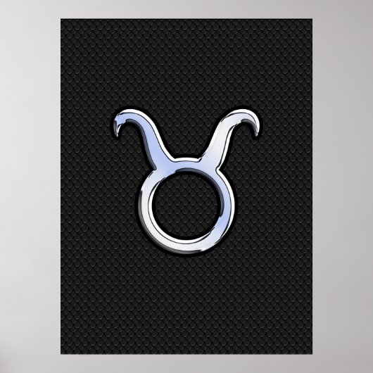 Poster Chrome Like Taurus Zodiac Sign on Black Snake Skin (Devant)