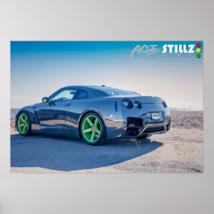 Poster Chrome noir GTR sur l'affiche de plage