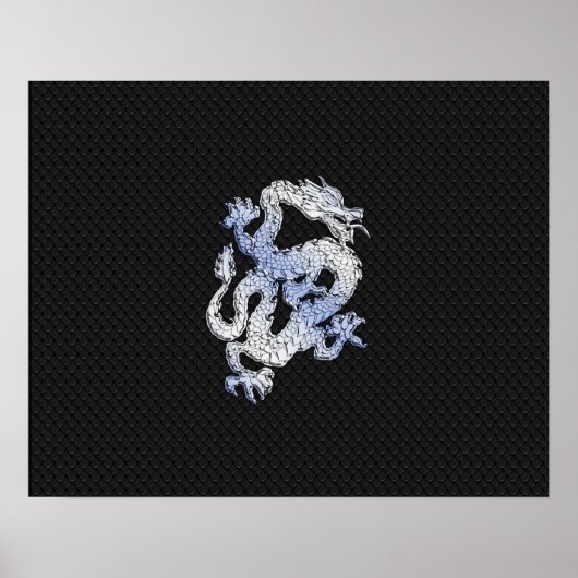 Poster Chrome Style Dragon on Black Snake Skin Print (Devant)