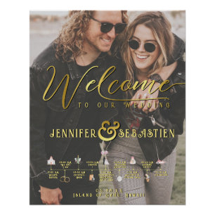 Poster Chronologie de bienvenue du mariage de destination