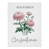 Poster Chrysanthème floral du mois de naissance novembre (Devant)