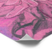 Poster Chrysanthème rose Fleurs Floral Pastel Peinture (Coin)