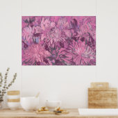 Poster Chrysanthème rose Fleurs Floral Pastel Peinture (Cuisine)