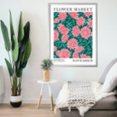 Poster Chrysanthème rose Novembre Marché aux fleurs de na