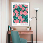 Poster Chrysanthème rose Novembre Marché aux fleurs de na