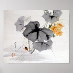 Poster Chrysanthème sauvage et cricket, Watanabe Seitei