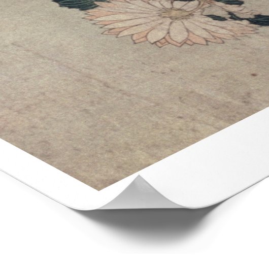 Poster Chrysanthèmes (bloc de bois couleur) (Coin)