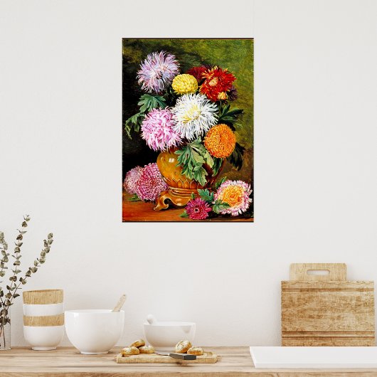 Poster Chrysanthèmes japonais, peinture d'art (Cuisine)