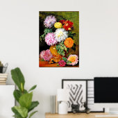 Poster Chrysanthèmes japonais, peinture d'art (Bureau à domicile)