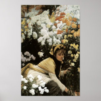 Poster Chrysanthèmes par James Tissot Fine Art Imprimer