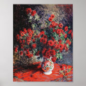 Poster Chrysanthèmes rouges Claude Monet vintages (Devant)