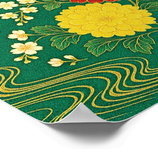 Poster Chrysanthemum Breeze avec des fans d'or (Coin)