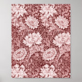 Poster Chrysanthemum Maroon, William Morris (Devant)