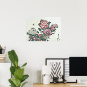 Poster Chrysanthemums & Bee, Art japonais par Hokusai (Bureau à domicile)
