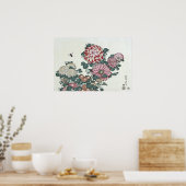 Poster Chrysanthemums & Bee, Art japonais par Hokusai (Cuisine)