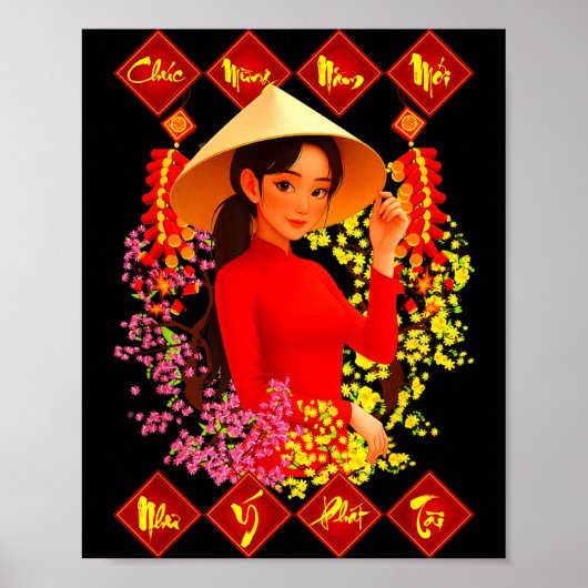 Poster Chuc Mung Nam Moi Tet Binh Ngo 2026 Vietnamese Gir (Devant)