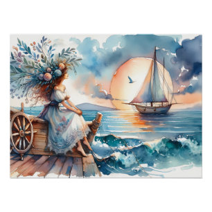 Poster Chuchotements de la mer au coucher du soleil