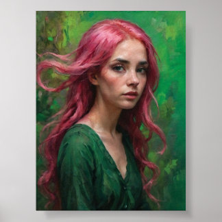 Poster Chuchotements en rose et vert