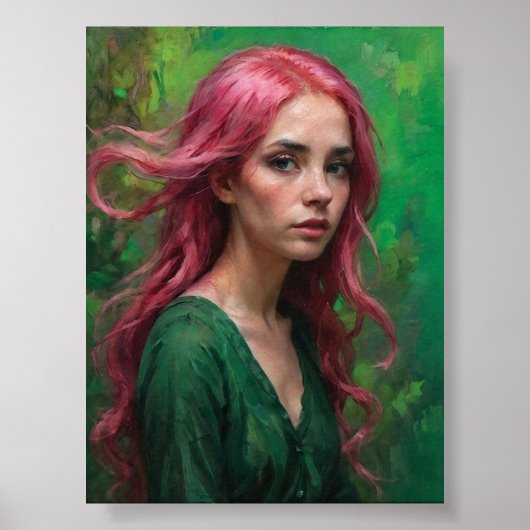 Poster Chuchotements en rose et vert (Devant)