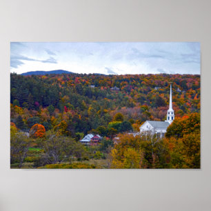 Poster Church in Stowe, Vermont, in Autumn