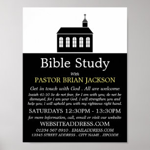 Poster Church Silhouette, Christian Bible Class Advert