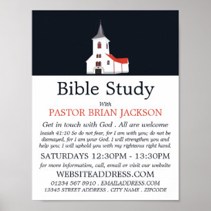 Poster Church Steeple, Christian Bible Class Advert