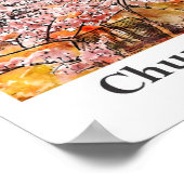 Poster Chureito Pagoda Japon Voyage Aquarelle main tirée (Coin)