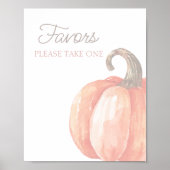 Poster Chute Aquarelle Orange Citrouille Baby shower Favo (Devant)