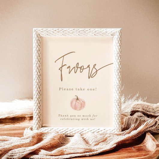 Poster Chute Baby shower Faveurs Signer, Favoris Citrouil