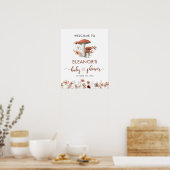 Poster Chute Boho Champignon Floral Baby shower signe de  (Cuisine)