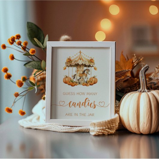 Poster Chute Carousel bébé citrouille devinez combien de