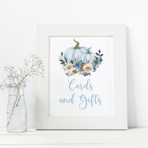 Poster Chute Citrouille Bleu Garçon Cartes et Cadeaux de