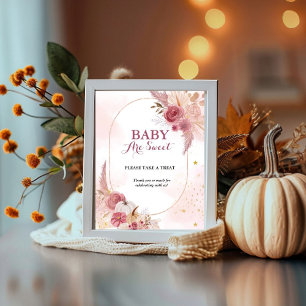 Poster Chute Citrouille rose Fille baby shower Favoriser