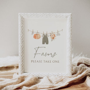 Poster Chute Citrouille Vêtements de bébé Baby shower Fav