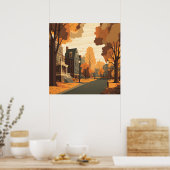 Poster Chute Cityscape Russe Orange Rouge Jaune Brown (Cuisine)