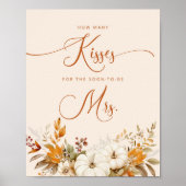 Poster Chute combien de baisers nuptiale douche jeu (Devant)