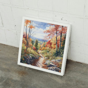 Poster Chute Confortable En Vermont Forest Watercolor Art