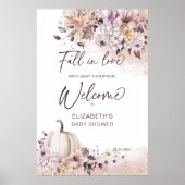 Poster Chute d'amour baby shower boho pastel signe d'accu (Devant)