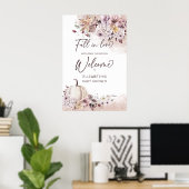 Poster Chute d'amour baby shower boho pastel signe d'accu (Bureau à domicile)