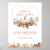 Poster Chute d'amour Citrouille Fleur sauvage Baby shower (Devant)