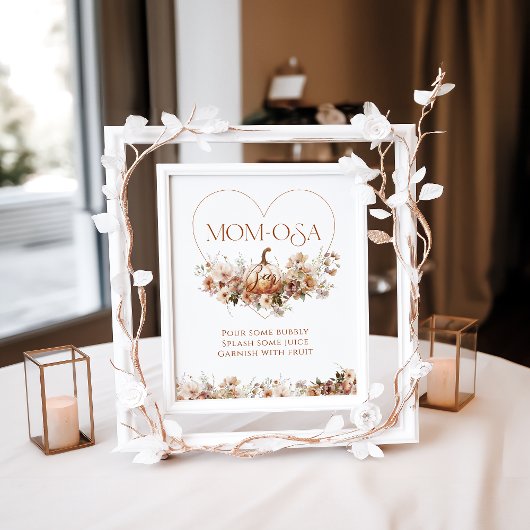 Poster Chute d'amour Citrouille Fleur sauvage Baby shower