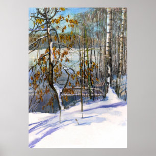 Poster Chute de neige aquarelle peinture