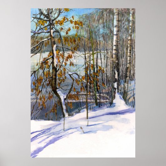 Poster Chute de neige aquarelle peinture (Devant)