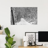 Poster Chute de neige sur Forest Trail B&W (Bureau à domicile)