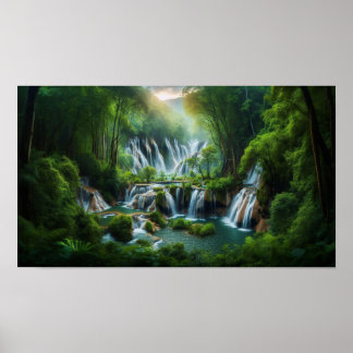Poster Chute d'eau envoûtante à plusieurs niveaux
