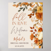 Poster Chute en amour Aquarelle Rustique Bienvenue nuptia (Devant)