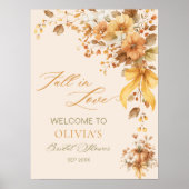 Poster Chute en amour Boho Fête des mariées Florale Bienv (Devant)