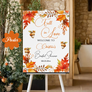 Poster Chute en amour Boho Fête des mariées Florale Bienv